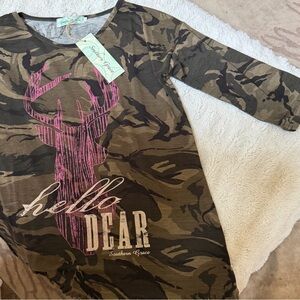 Southern Grace Camo Tunic with Pink Deer Silhouette